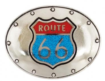 Buckle: Route 66 versilbert
