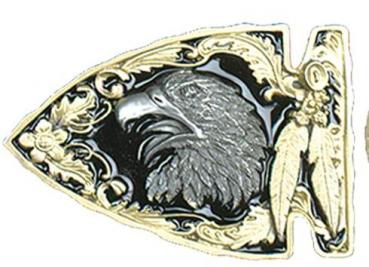 Buckle: Pfeilspitze Adler schw./em.