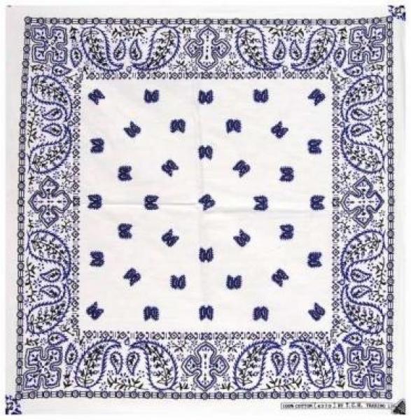 Bandana:  Weiß -  Blau